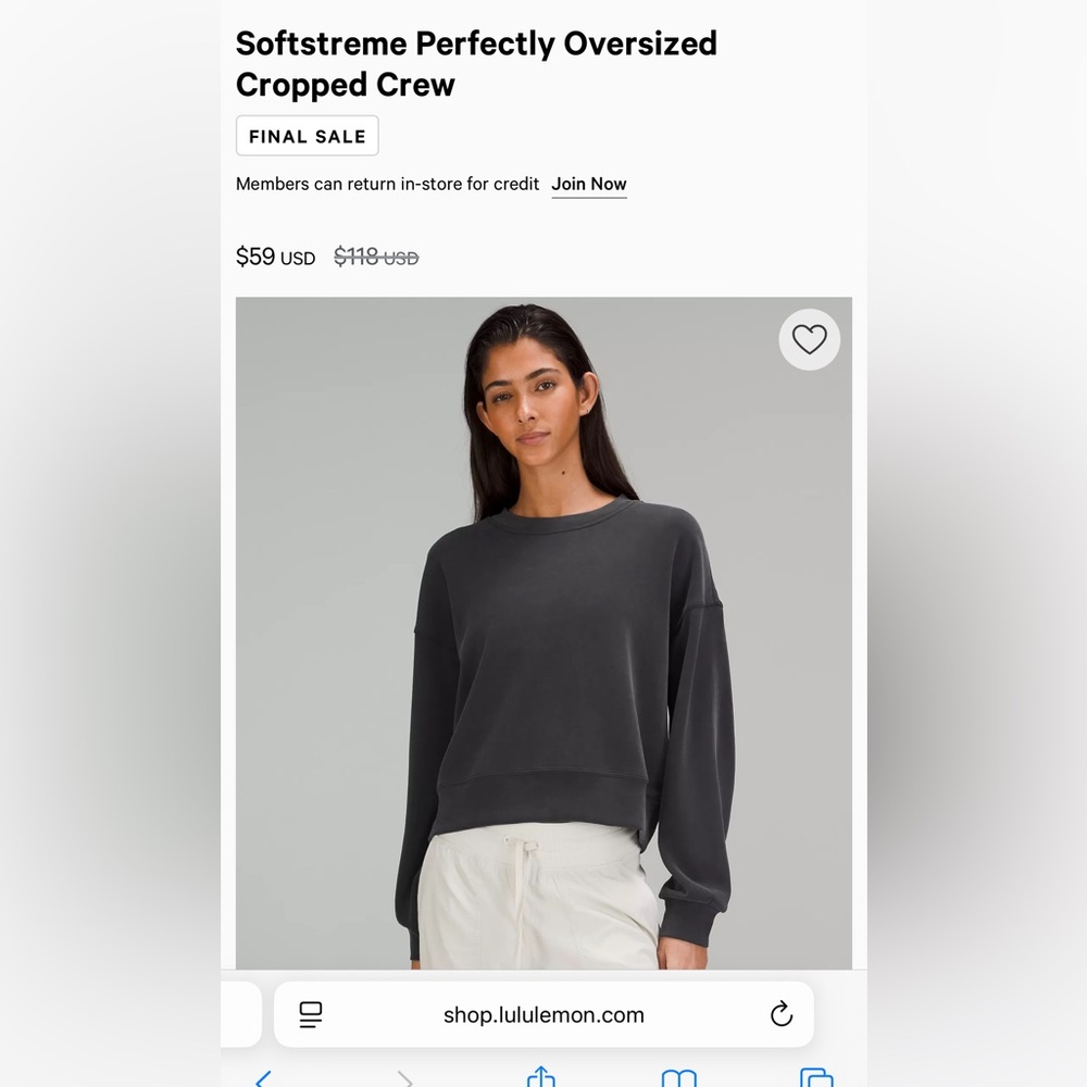 Softstreme Perfectly Oversized Cropped Crew - Lulu Lemon